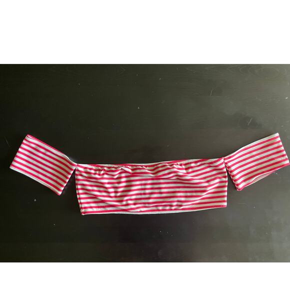 aerie Hot Pink and White/Gold Striped Barbiecore Bikini SzXL - Picture 5 of 14